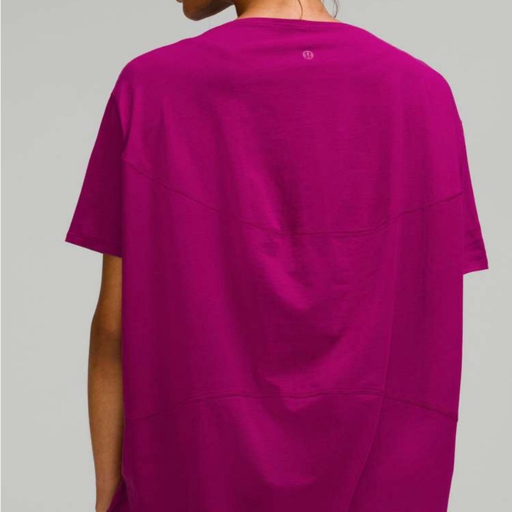 Lululemon Magenta Purple Back In Action Short Sleeve Shirt